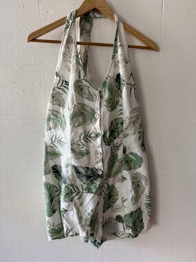 NWT Dynamite | Leaf Print Linen Blend Summer Vacation Romper | Large